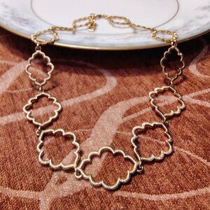 Ralph Lauren RLL Goldtone Link Choker Necklace Reversible Shiny Textured